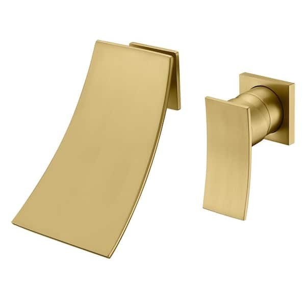 Sumerain Wall Mount Roman Tub Faucet Waterfall Spout Brushed Gold 1-Handle gallery