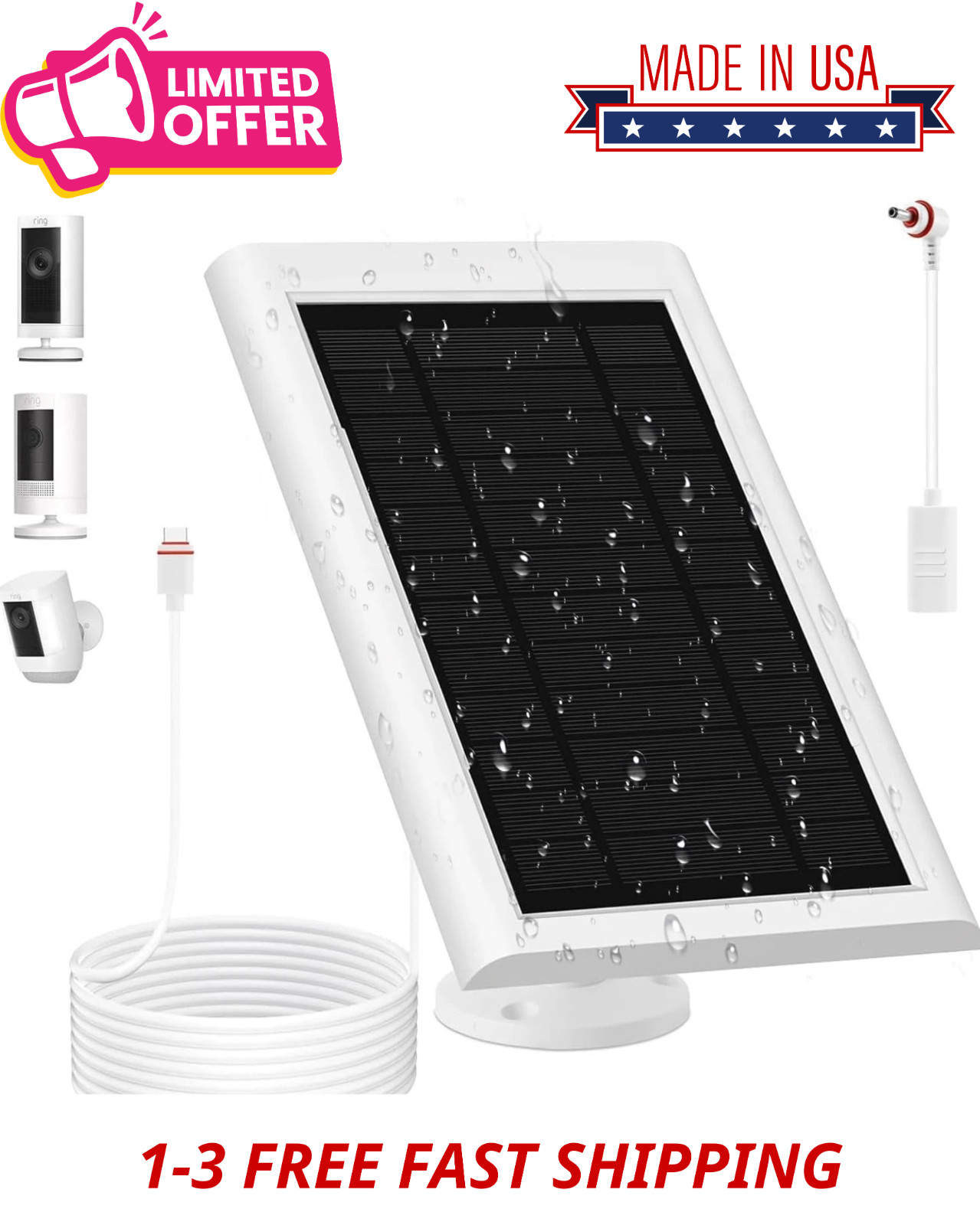 Solar Panel for Ring Camera(2nd Generation) Dustproof Waterproof 5W Solar Pan... gallery