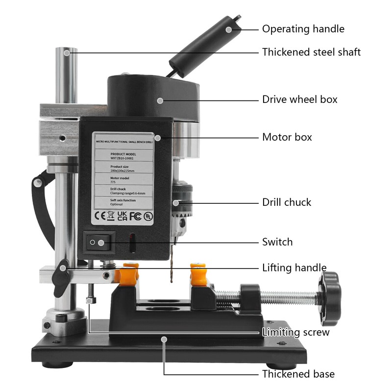7-Speed Adjustable Mini Drill Press Benchtop 8000RPM for Wood Metal Craft DIY gallery