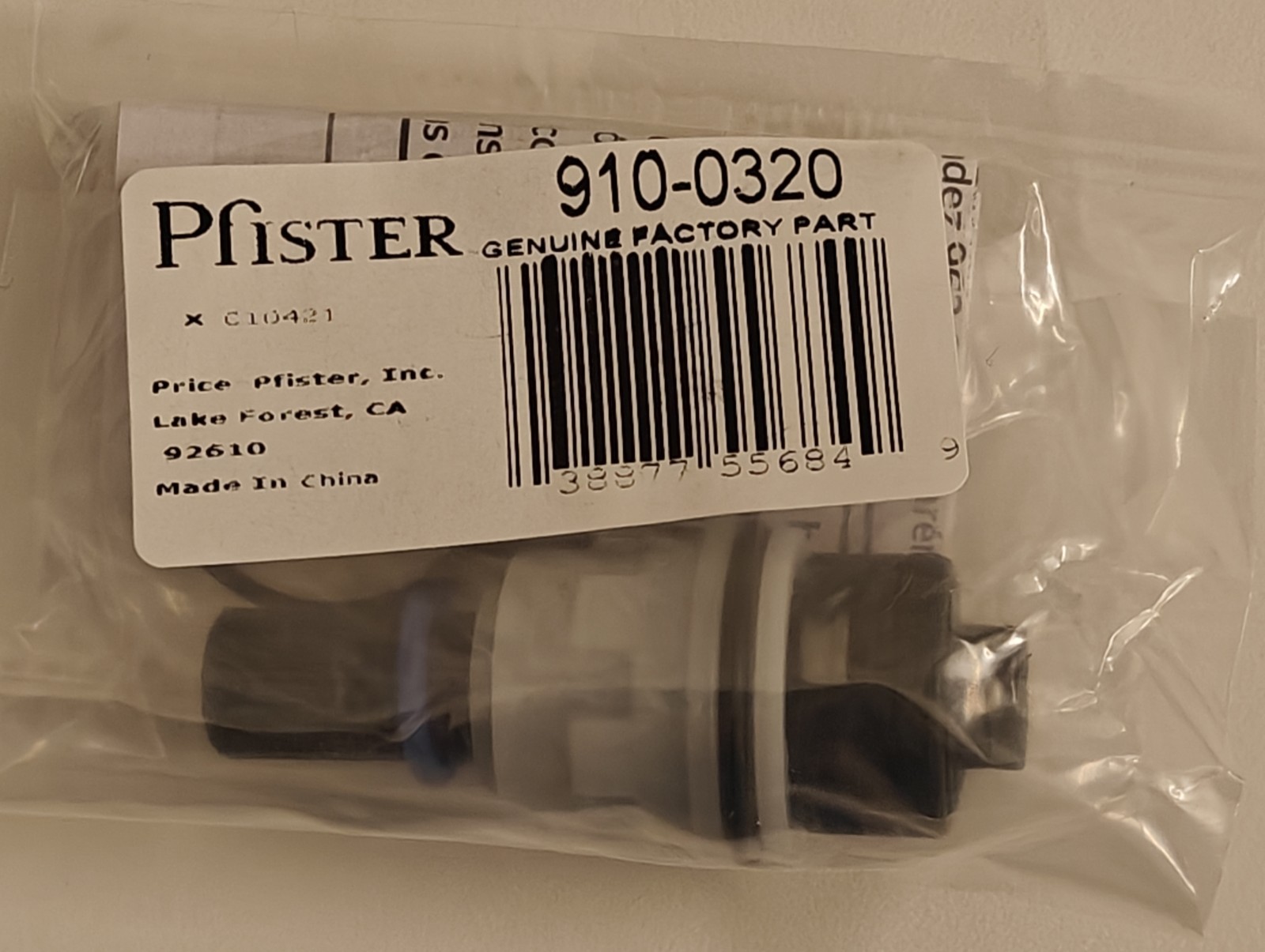 New Pfister 910-0320 / 9100320 Cold Faucet Cartridge, Original version gallery