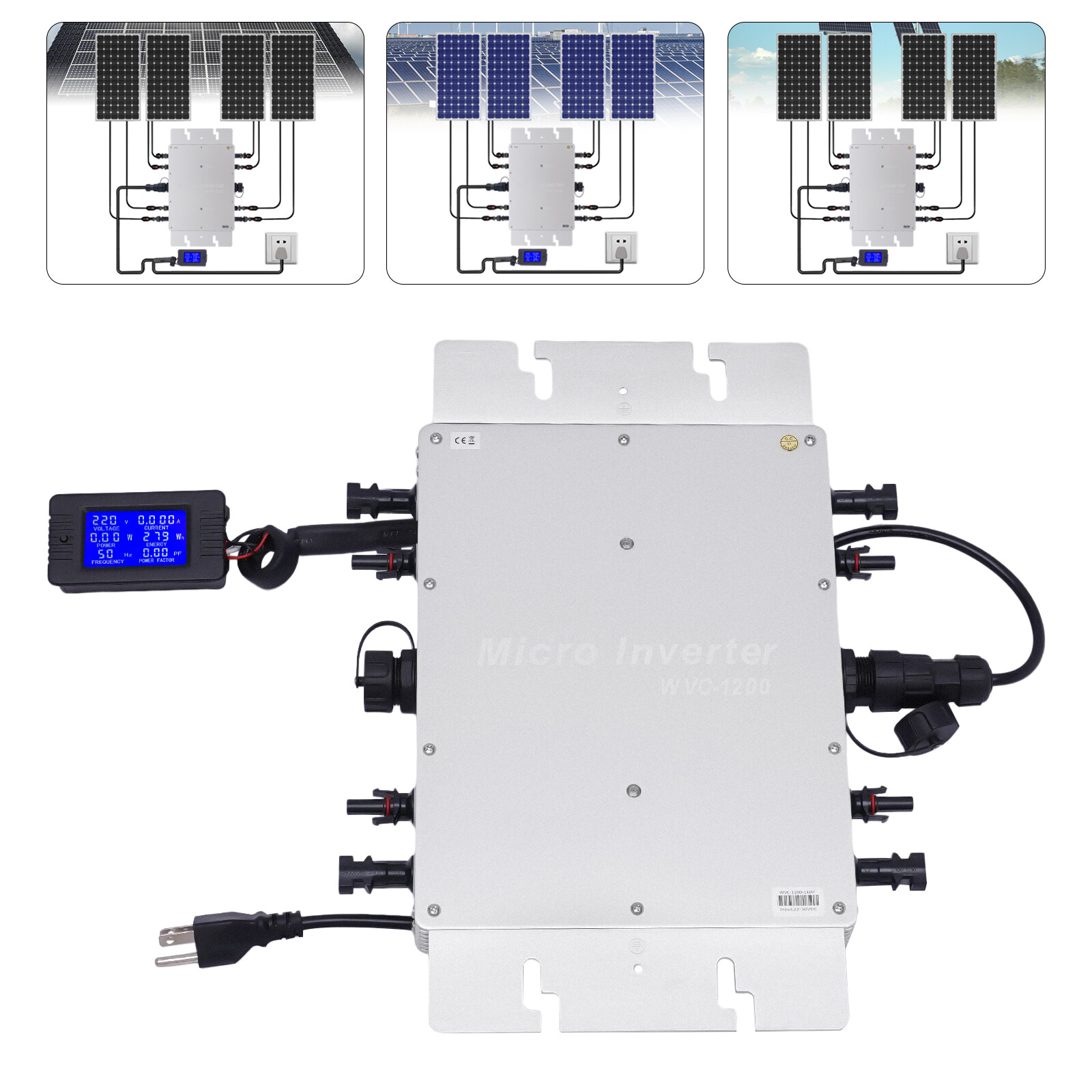 1200W Micro Solar Panel Smart Inverter Pure Sine Wave MPPT Grid Tie Inversor New gallery