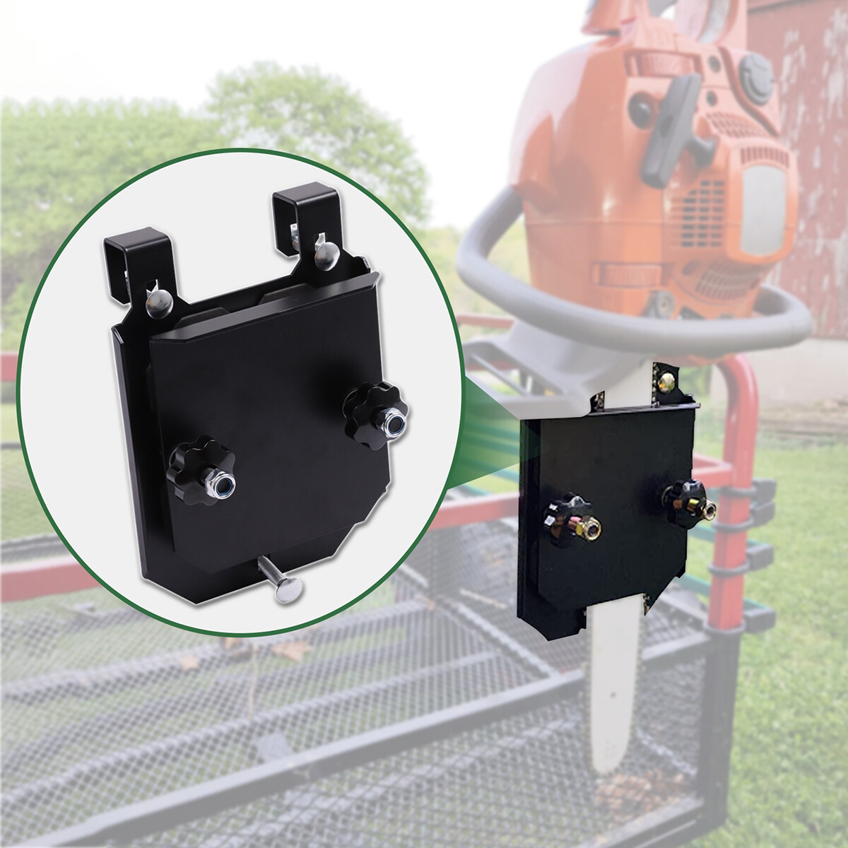 TIEWARDS Chainsaw Mount Holder Universal ,Chainsaw Carrier Steel ATV UTV Tractor gallery