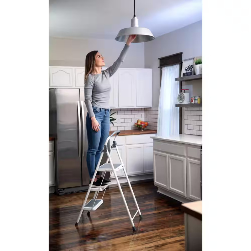 3-Step Steel Lightweight Step Stool Ladder 225 lbs. Load Capacity Type II Rating gallery