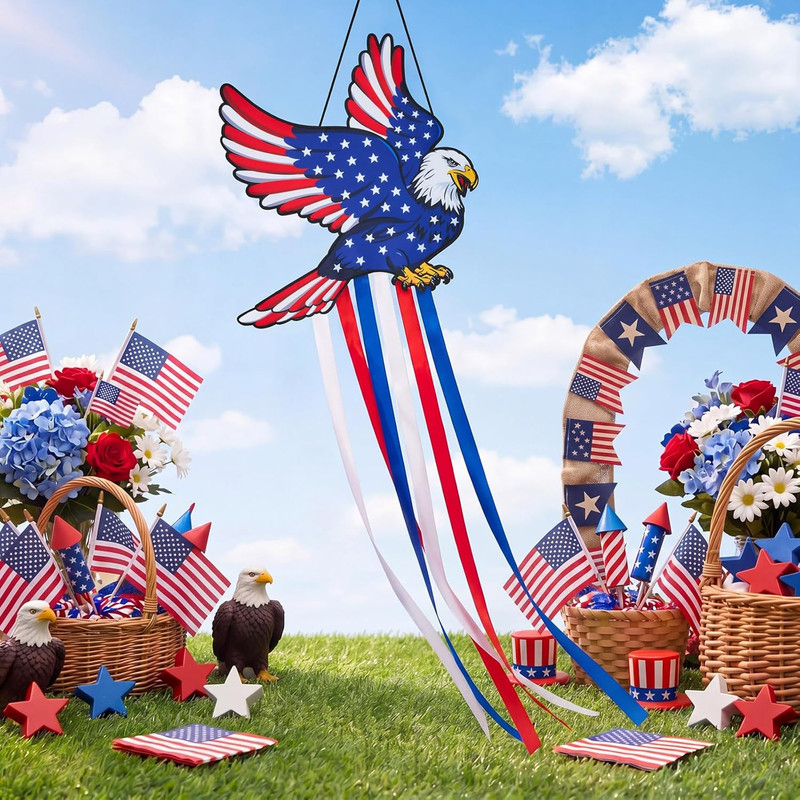 40 Inch Eagle Windsock Decoration, Heavy Duty American Wind Socks Independence D gallery