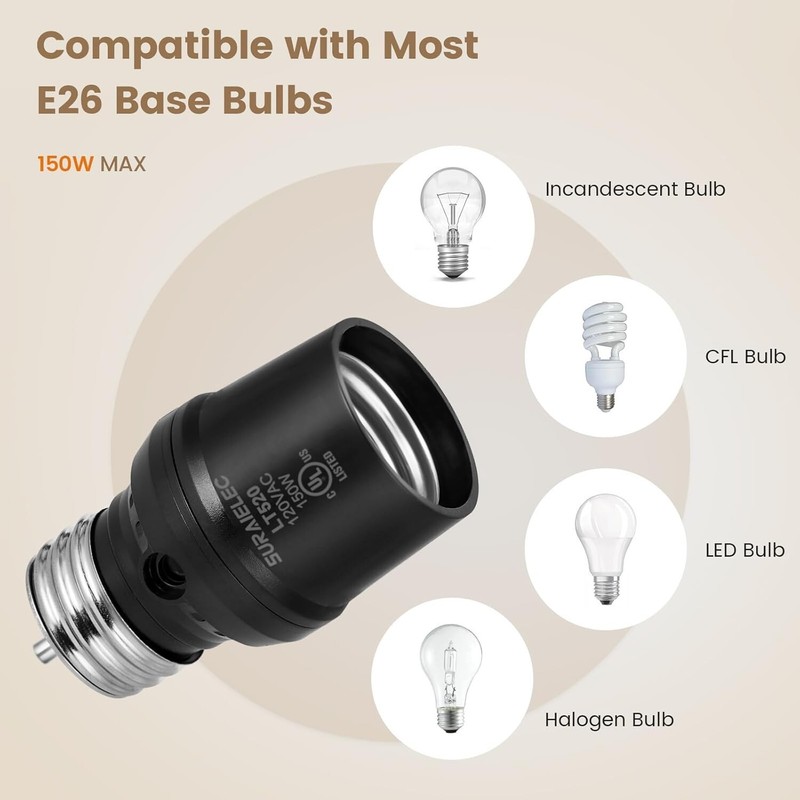 2 Pack Automatic Dusk to Dawn Light Socket, Light Sensor Socket, 360° Rotation gallery