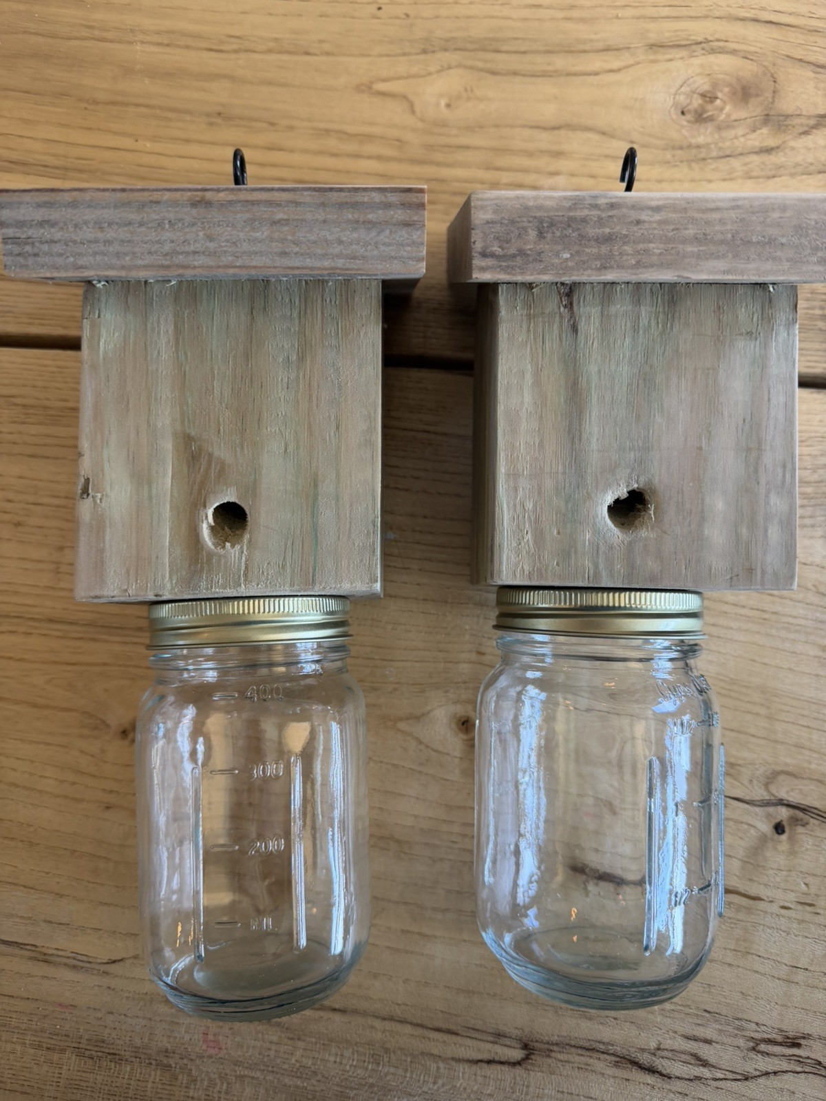 Set Of 2 Carpenter Bee Traps Handmade w/jars gallery