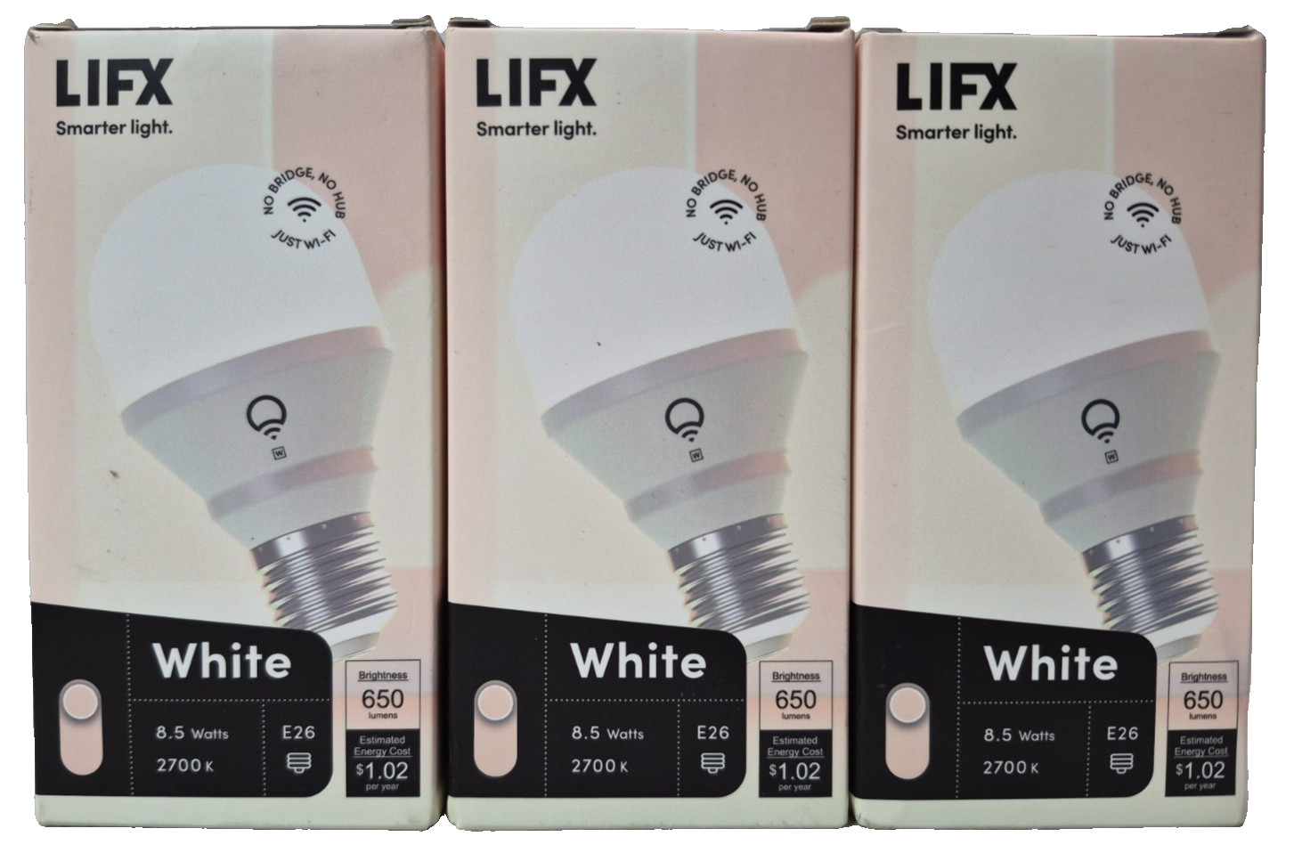 LIFX White A19 WiFi Smart LED Light Bulb Dimmable No Hub Required 650 Lumens-3PK gallery