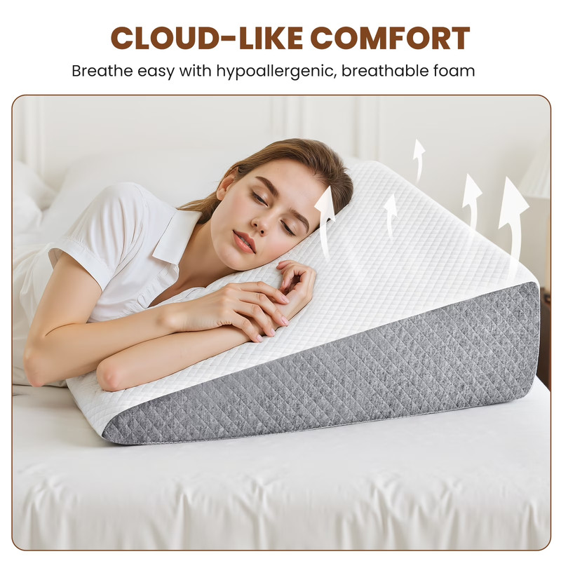 GIANNA Wedge Pillow, Memory Foam Bed Wedge for Acid Reflux & Recovery gallery