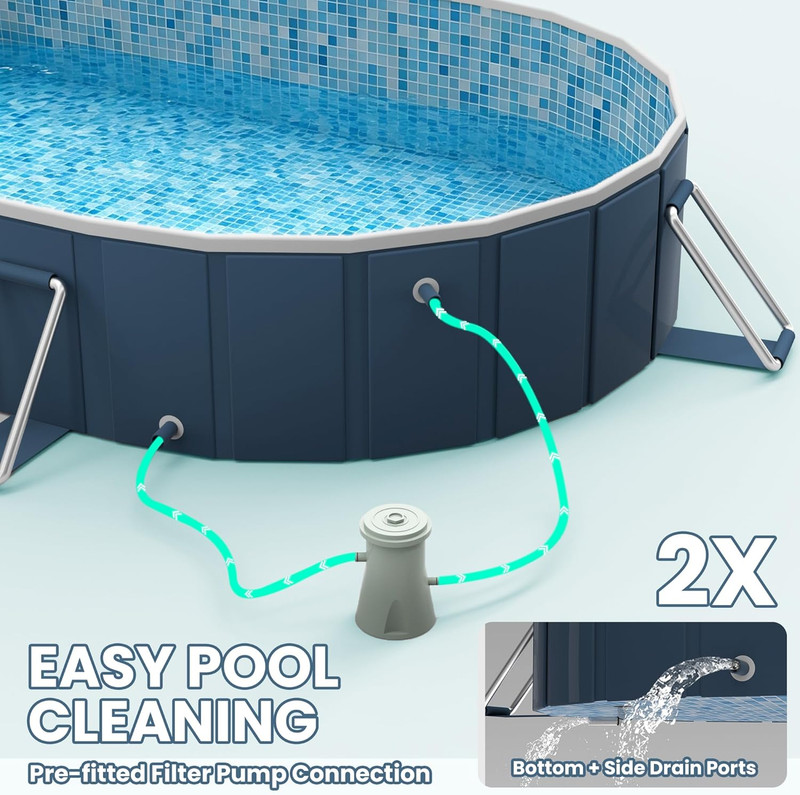 Foldable Pool with Canopy, 10Ft Noninflatable Oversize Thickened Foldable Swimmi gallery