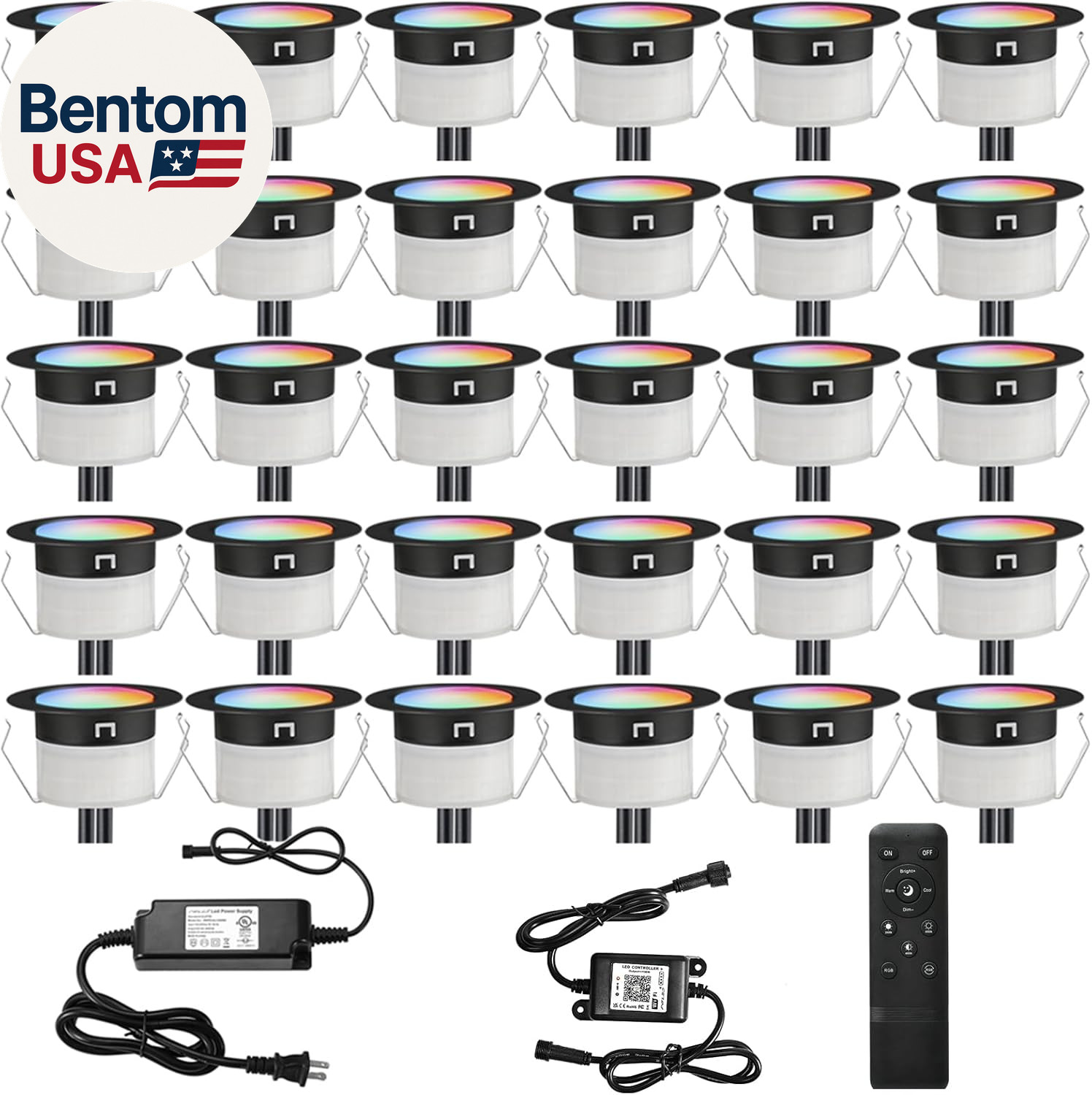 LED Deck Lights Kit, 30Pcs Φ1.22 Wifi Smart Phone Control Low Voltage Recessed R gallery