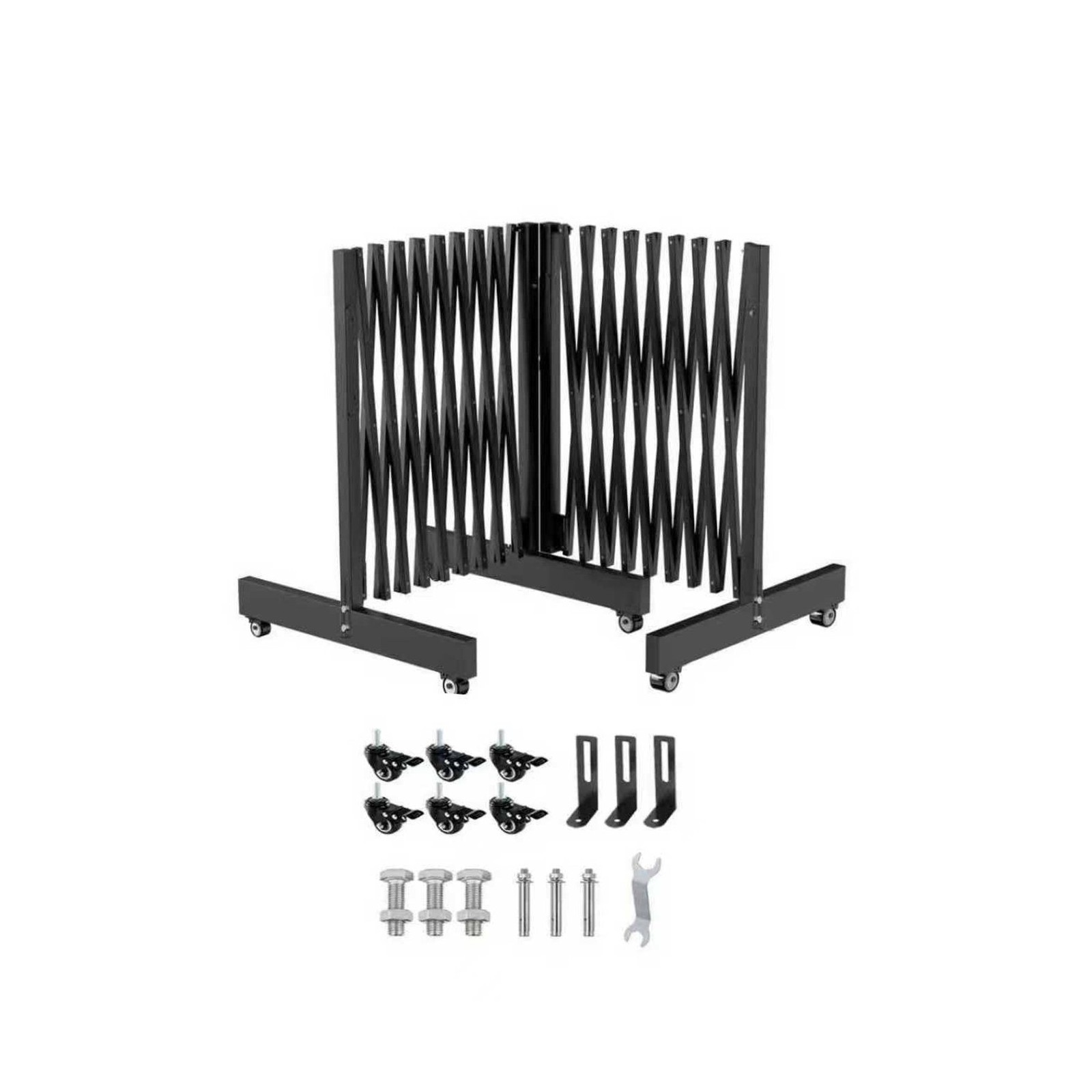 23FT Industrial Expandable Barricade, Folding Security Gate with Wheels, Retr... gallery
