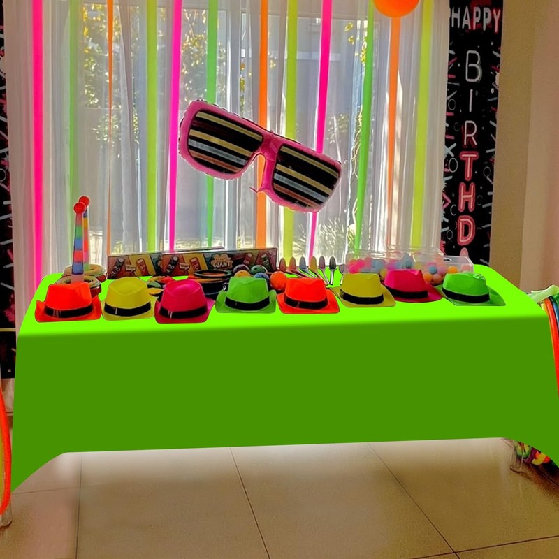 3 Pack Neon Table Cloths Party Decorations, Pink Orange Yellow Glow in The Dark gallery