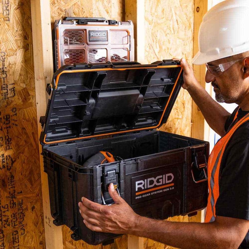 RIDGID Modular Tool Box Storage 2.0 Pro Gear System 22 in Black Water Dust Seal gallery