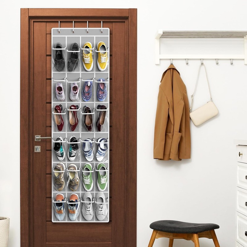 Simple Houseware 24 Pockets - Crystal Clear Over The Door Hanging Shoe Organizer gallery