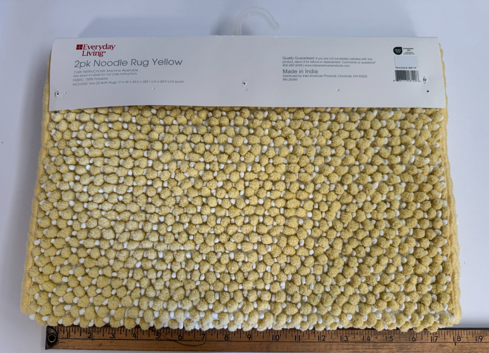 Everyday Living Yellow Noodle Rug 2 Pack Set 17x24 Bath Mats Non Slip New gallery