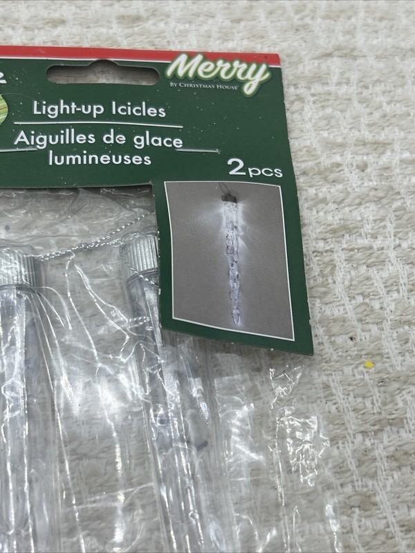 LIGHT UP Tree Ornaments Clear Plastic ICICLE LED lights Xmas Pack of 2 New gallery