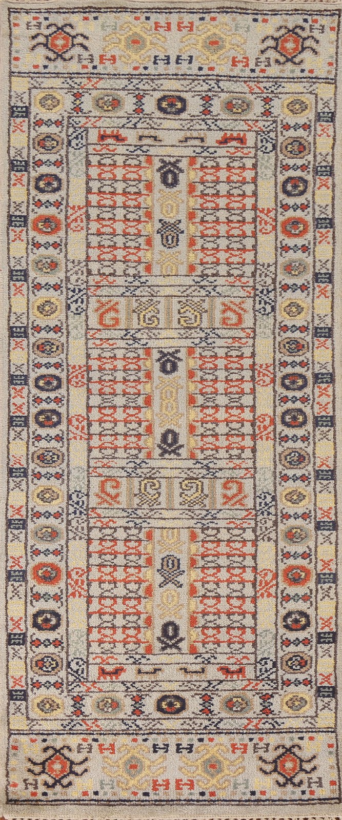 Geometric Tribal Traditional Hand-knotted Indian 8 ft Runner Oriental Rug 3x8 gallery