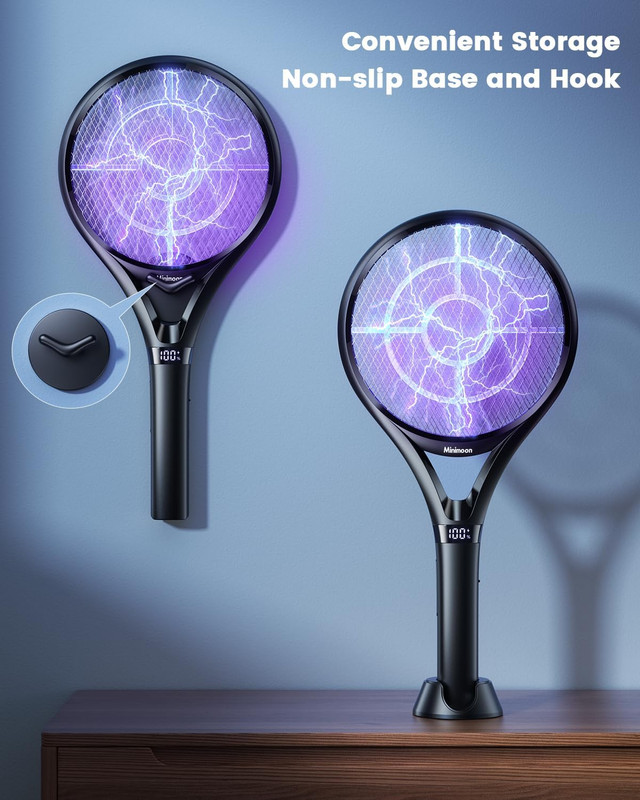 Minimoon 2Pack Electric Fly Swatter with LED Display, 2000mAh Rechargeable Fly S gallery