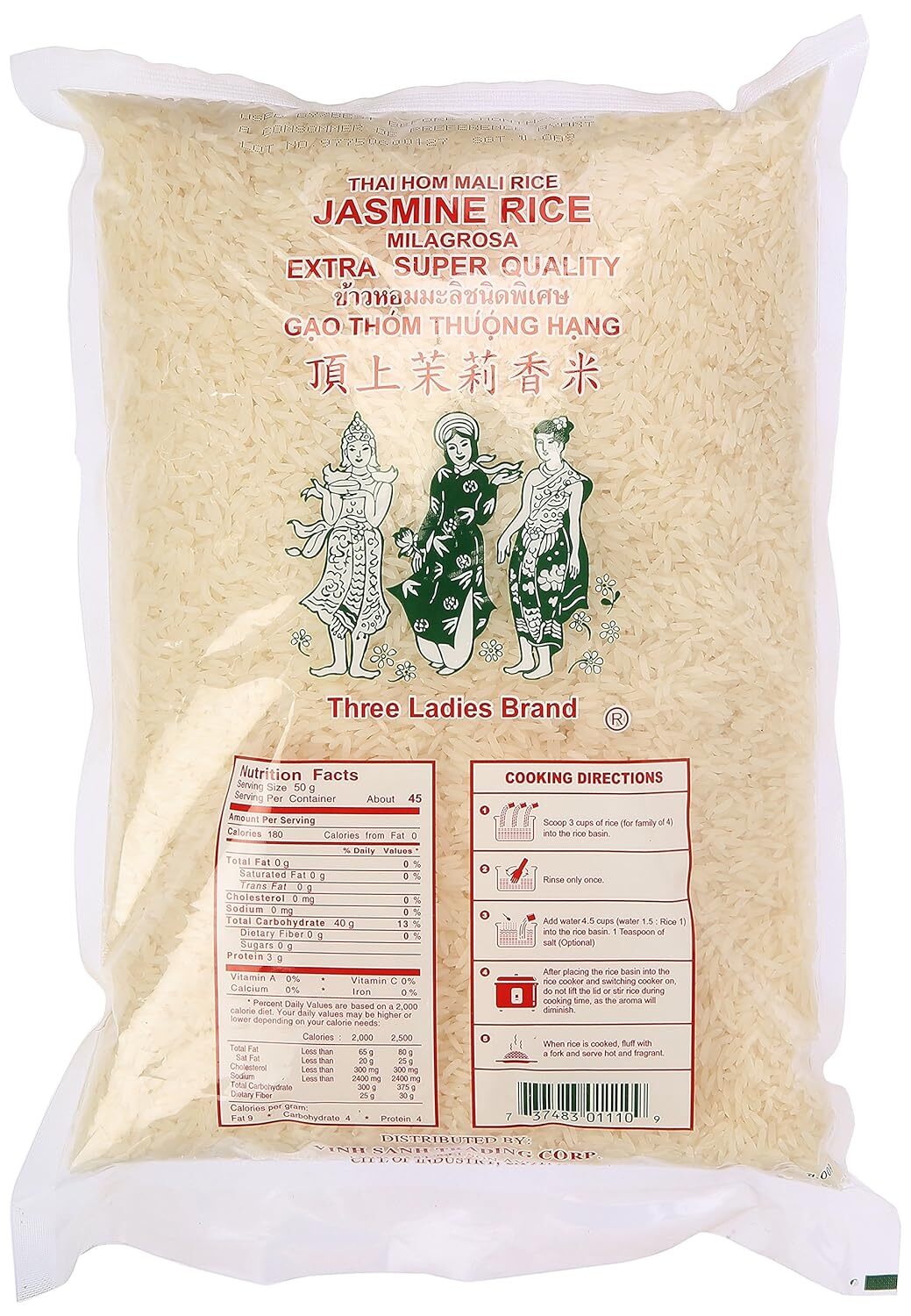 Three Ladies Brand Jasmine Rice 5 Pounds Thai Fragrant Rice Product Of Thailand gallery