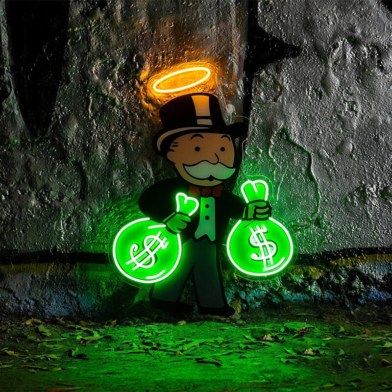 Neon Monopoly UV Print Neon Sign Custom Neon Signs Luminous Wall Sign Home Decor gallery