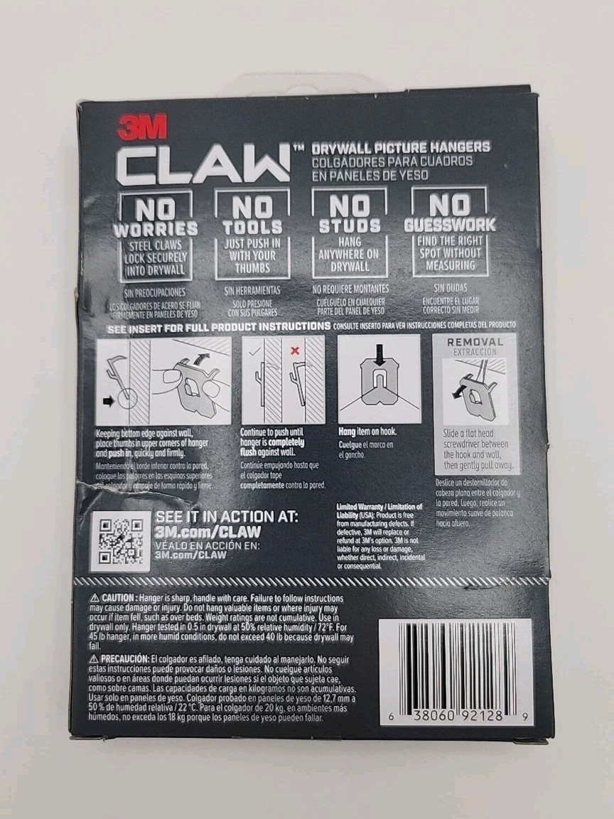 3M Claw Drywall Picture Hanging Set 45 lb 10 pc gallery