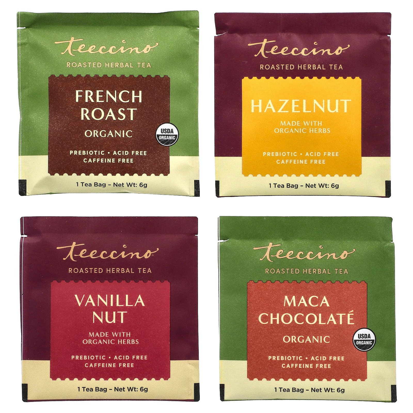 Roasted Herbal Tea Sampler, 4 Flavors, Caffeine Free, 12 Tea Bags, 2.54 oz (72 gallery