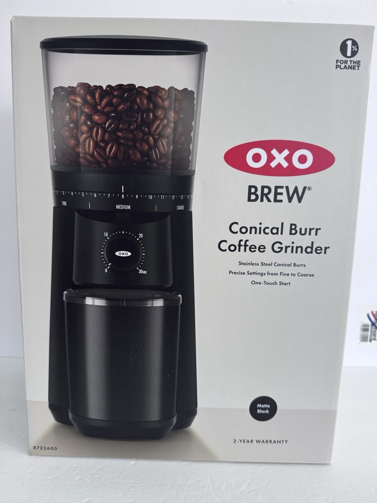 OXO Brew Conical Burr Coffee Grinder - Matte Black NIB gallery