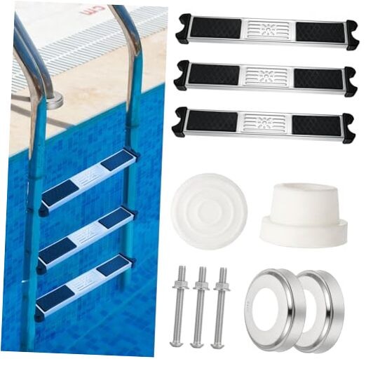 Pack Stainless Steel Swimming Pool Ladder Steps with Pool Ladder Bumpers & 3 gallery