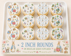 12 pc. Peter Rabbit, edible image rounds, choose sz. PRE CUT