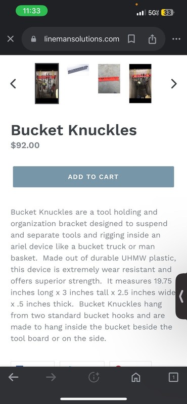 Bucket Knuckles Tool Storage Bracket Orange UHMW Plastic Hanging 19.75x3x2.5in gallery