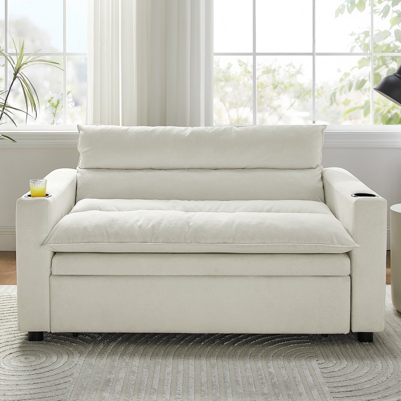 Convertible Sleeper Sofa Bed 3 in 1 Velvet Loveseat Sofa Couch with Pull Out Bed gallery