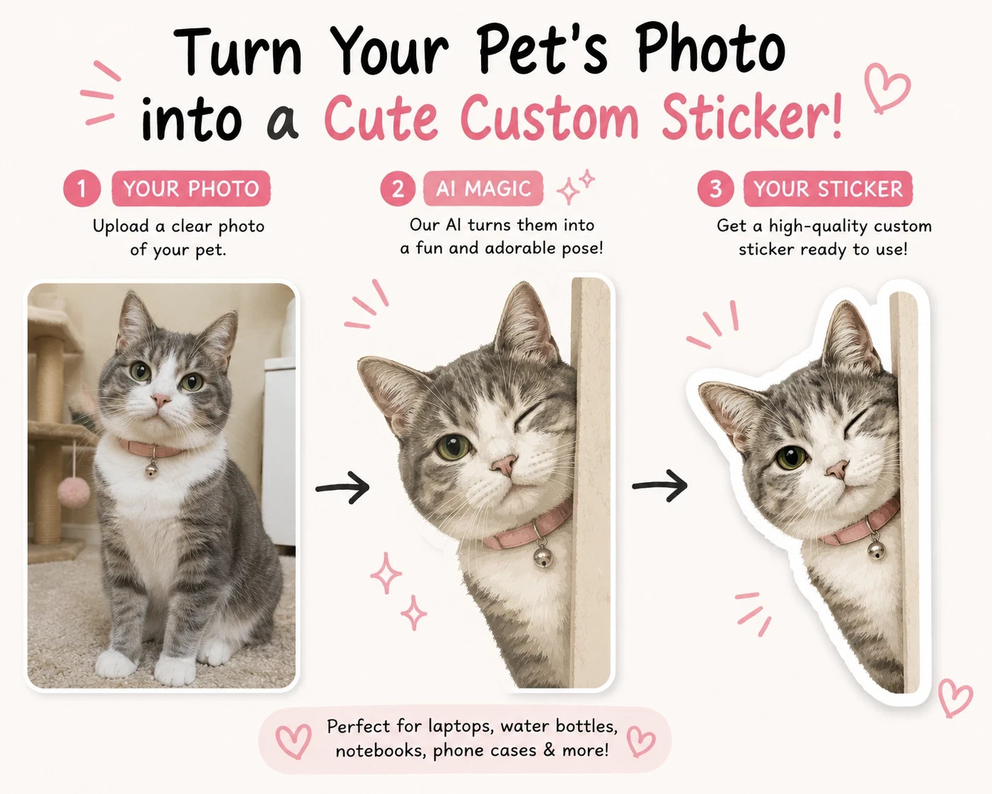Custom AI Pet Sticker from Your Photo – Personalized Dog, Cat & Animal Decals gallery