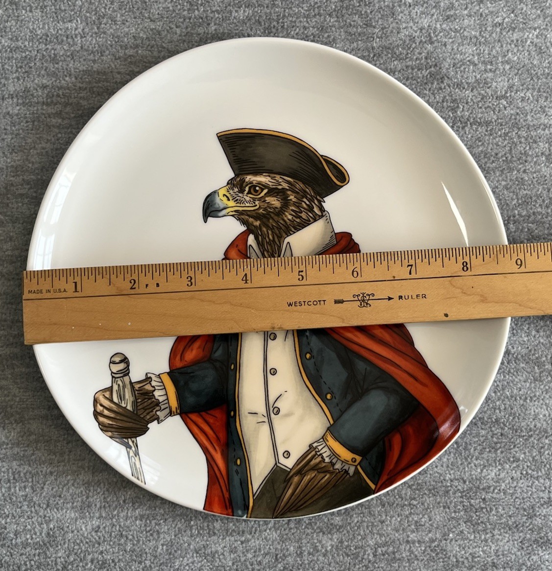 West Elm Patriotic Colonial Dapper Animal Salad Plate EAGLE Semiquincentennial gallery