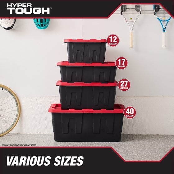 17 Gallon Medium Storage Bin with Snap Lid, Black and Red gallery
