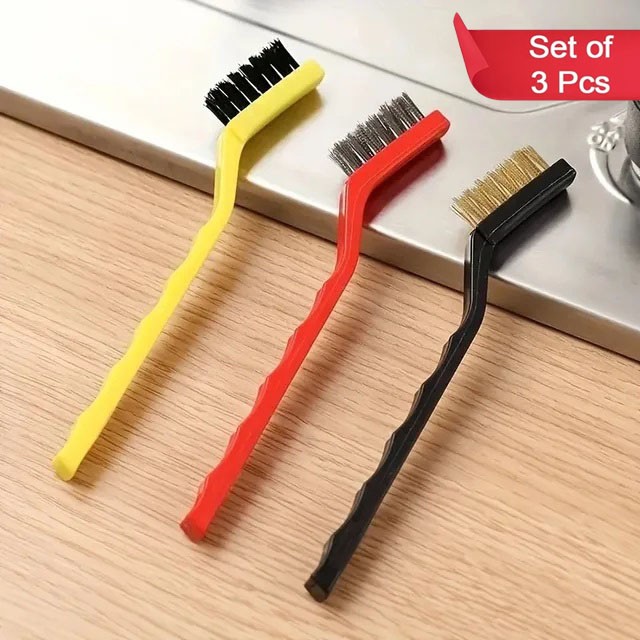 3Pcs Mini Wire Brush Brass Stainless Steel Nylon for Cleaning and Rust Removing gallery