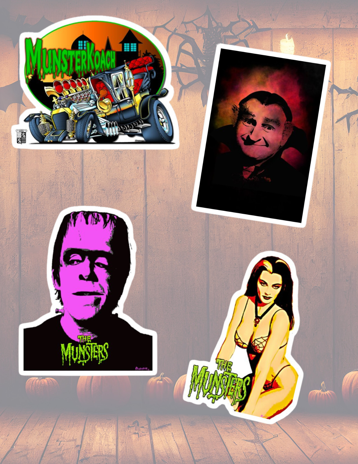 Munsters Retro TV 4pc Sticker Pack gallery