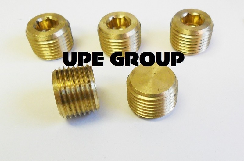 BRASS COUNTERSUNK HEX PLUG MALE 1/2 NPT THREADS PIPE FITTING AIR WATER QTY 5 gallery