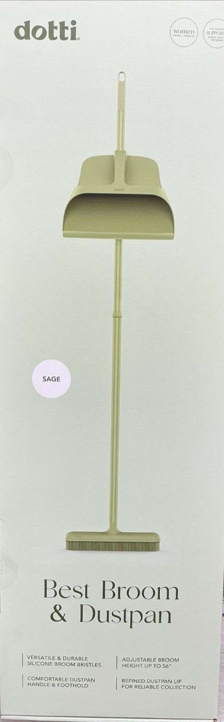 dotti Best Broom Dustpan Set Combo Sage Silicone Bristles Adjustable Pole Green gallery