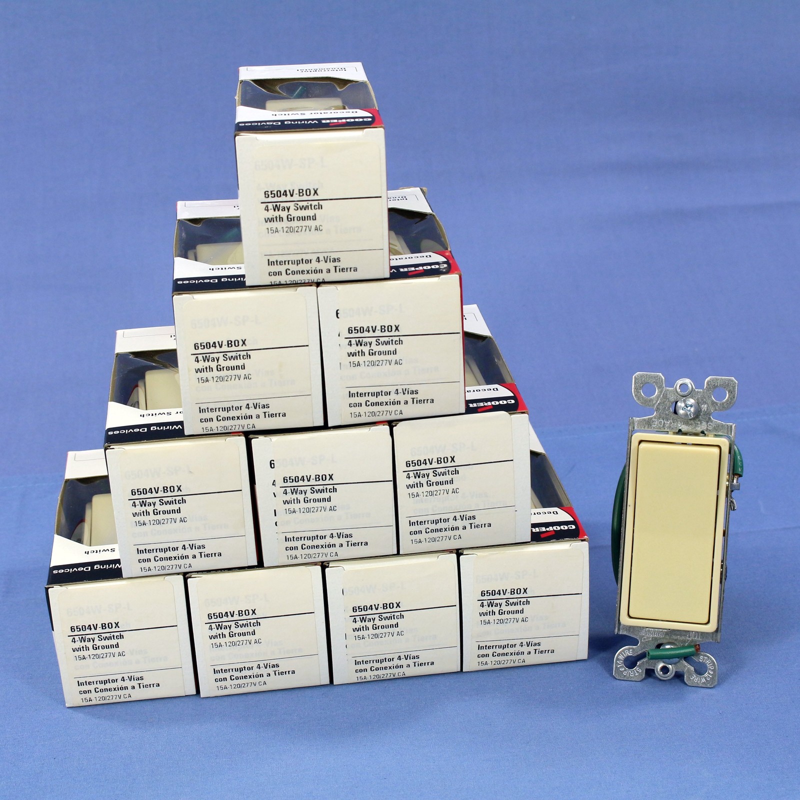 Cooper 6504V Ivory 4-Way Decorator Rocker Wall Light Switch 15A 120/277V 10pcs gallery