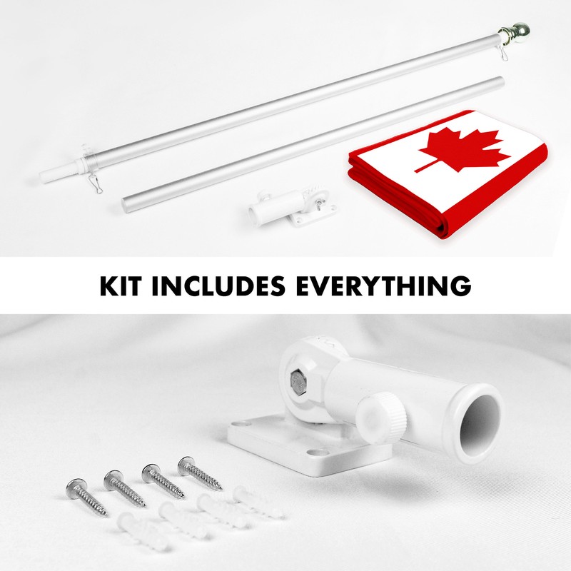 Combo: 6 Ft Flagpole Silver & Canada Canadian Flag 3x6 Ft Embroidered 300D Poly gallery