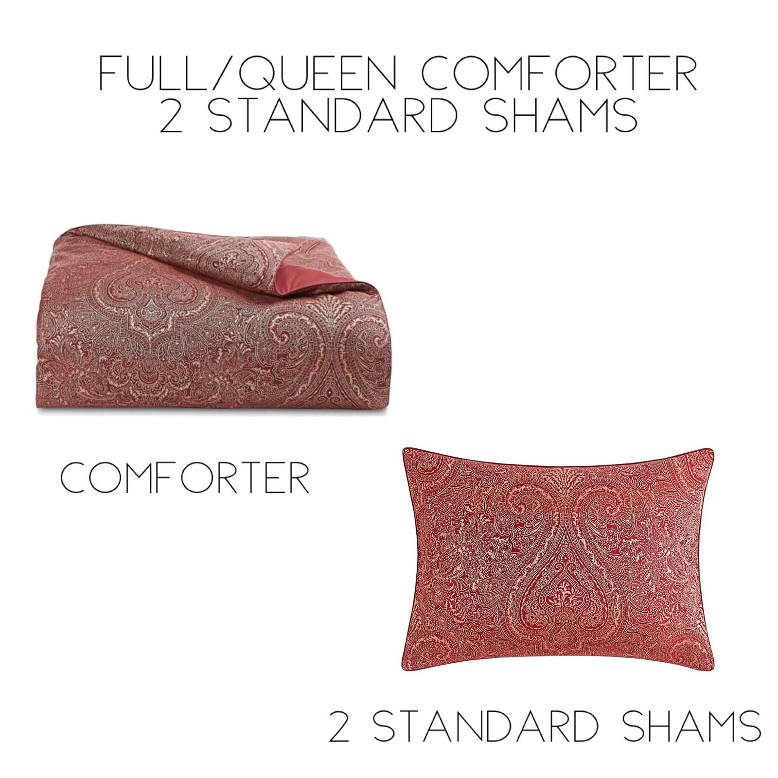 Hotel Collection Classic Regal Paisley Red FULL / QUEEN Comforter + 2 Shams gallery