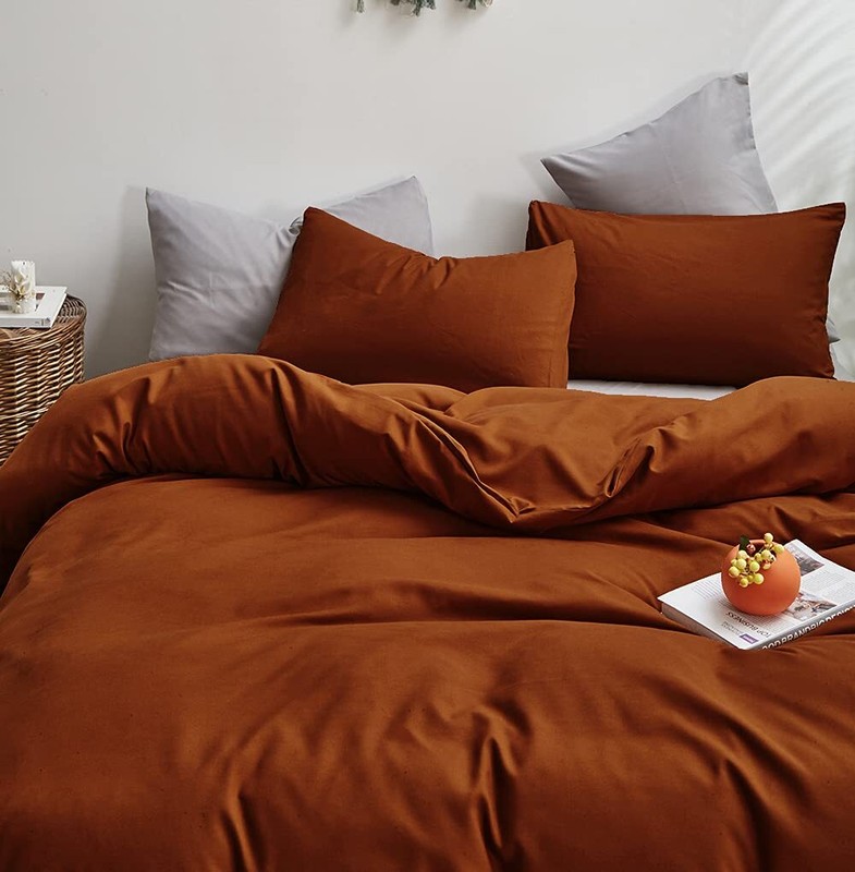 Rust Pillowcases Envelope Closure Burnt Orange Pillow Covers Pack of 2 Solid ... gallery