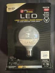 UtiliTech Pro LED Dimmable Warm White 25w 200L Lightbulb #0424736 G16 1/2