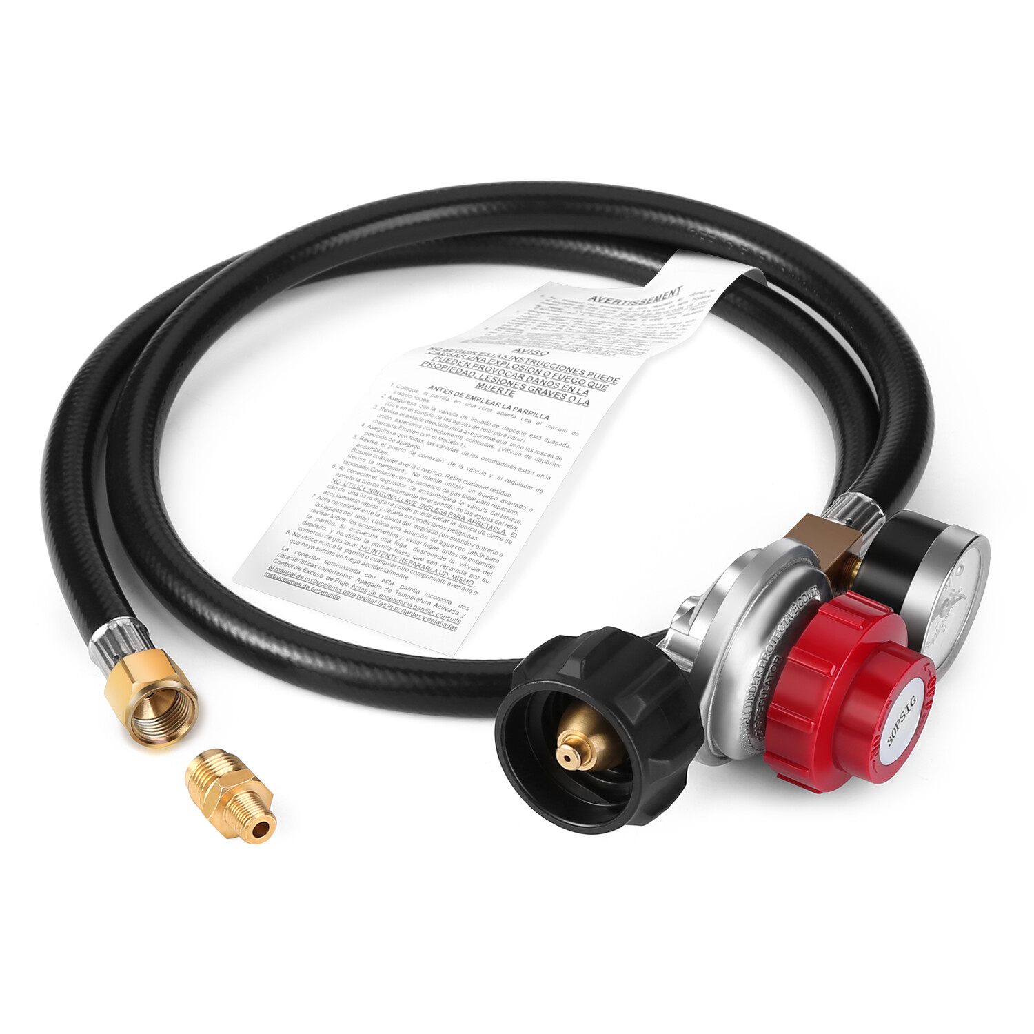 WADEO 4FT 0-30 PSI HP Propane Regulator Hose Gas Grill Regulator & PSI Gauge gallery