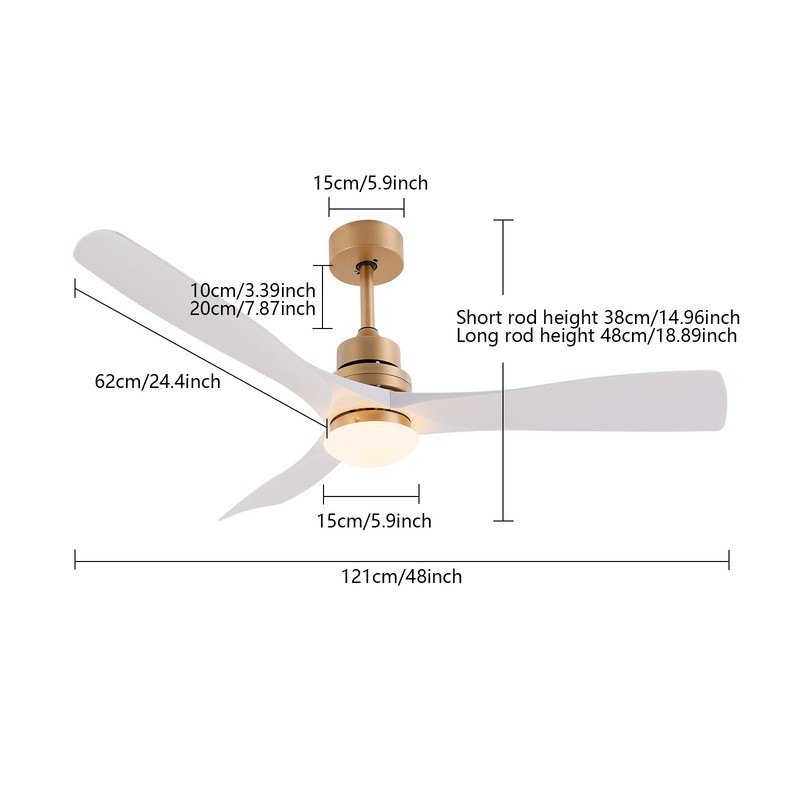 Modern Ceiling Fan Light Quiet 30dB 6 Speed 1/2/4/8H Timer LED with Remote gallery