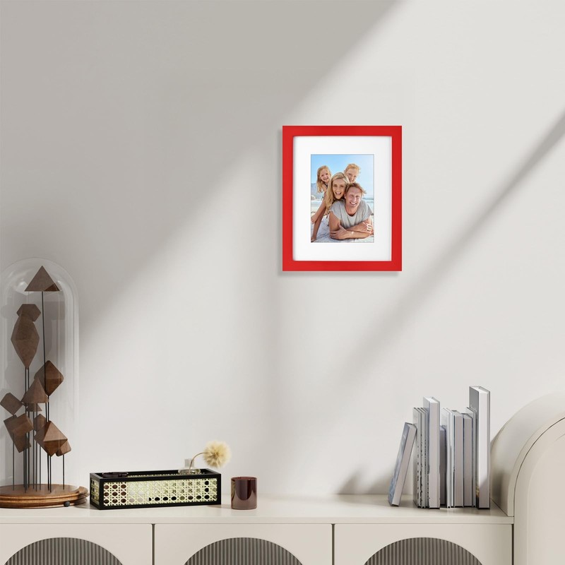 8x10 Picture Frame Solid Wood Shatter Resistant 8x10/5x7 Red 1 Pack for Wall Dec gallery