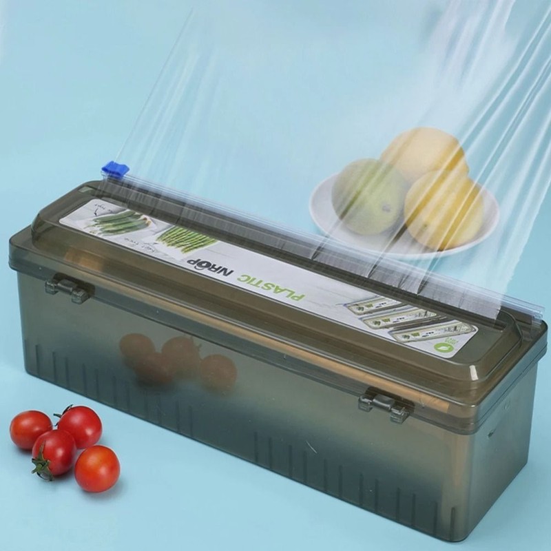 Household Food Wrap Dispenser Reusable Sharp Cling Film Cutter Foil Holder gallery
