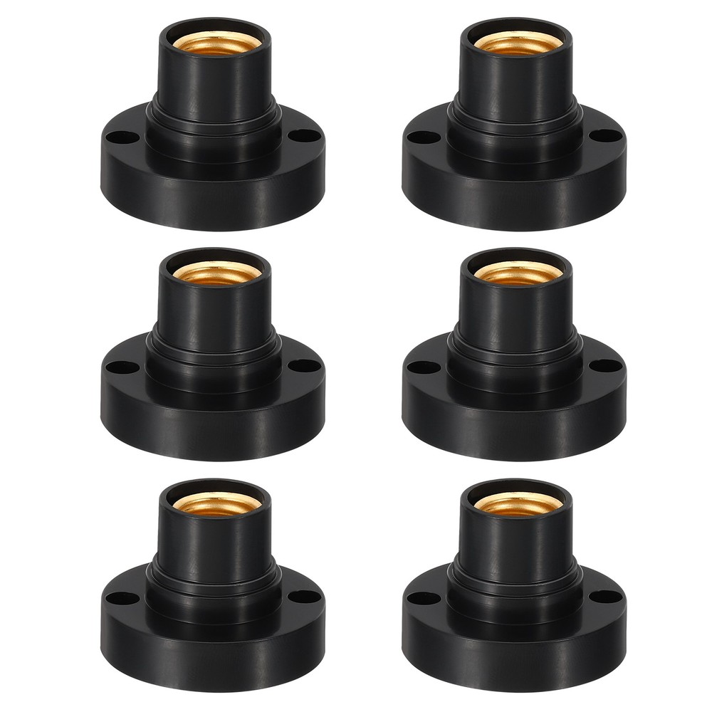 6pcs E14 Bulb Socket Screw Base Lamp Holder for Halogen CFL Light Bulb Black