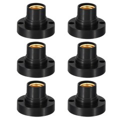 6pcs E14 Bulb Socket Screw Base Lamp Holder for Halogen CFL Light Bulb Black