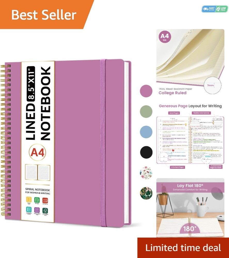 Large A4 Journaling Notebook - 100 Pages, No-Bleed Paper with Elastic Closure